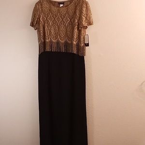 NEW VIRGO Boho Formal Made U.S.A Sz 12 Gold-Black Colors Metallic Top Sz 14 B28